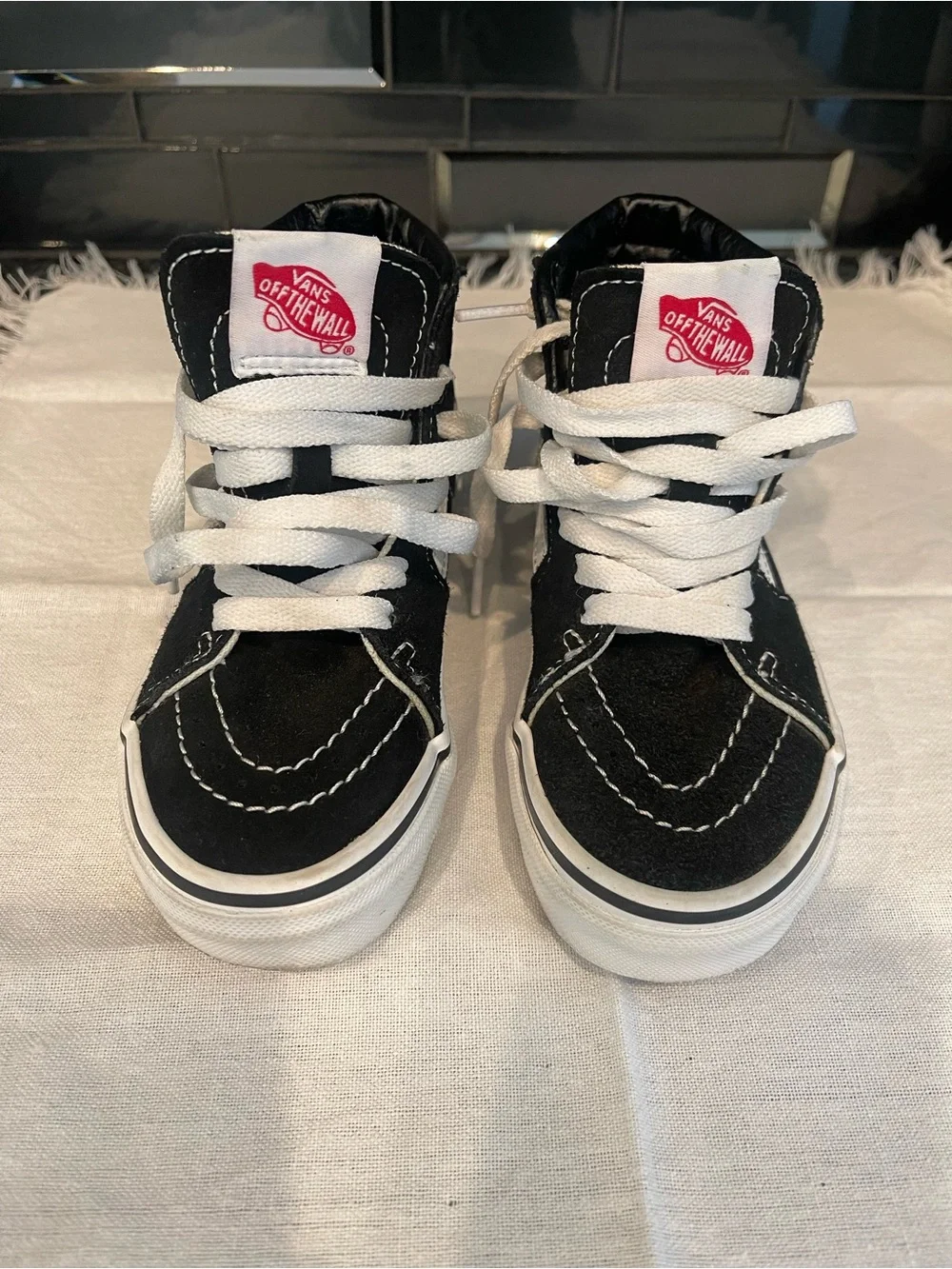 Vans Black & White Kids High-Top Skate Sneakers